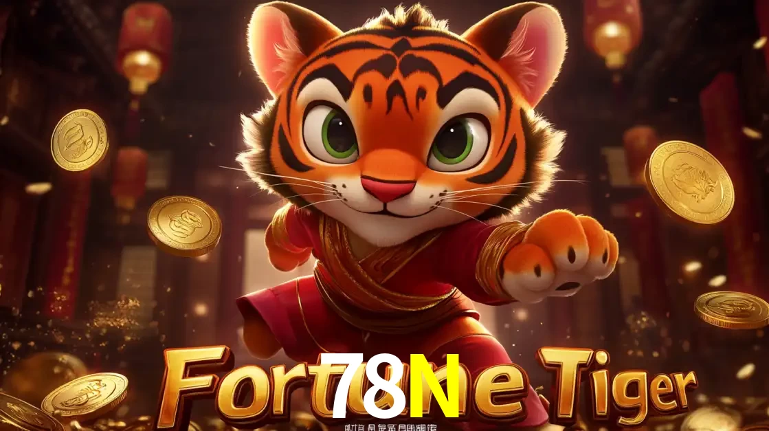 O carismático mascote do jogo de slot Fortune Tiger, um tigre fofo em pose de artes marciais, pronto para trazer sorte e multiplicadores de ganhos no cassino online 78N.