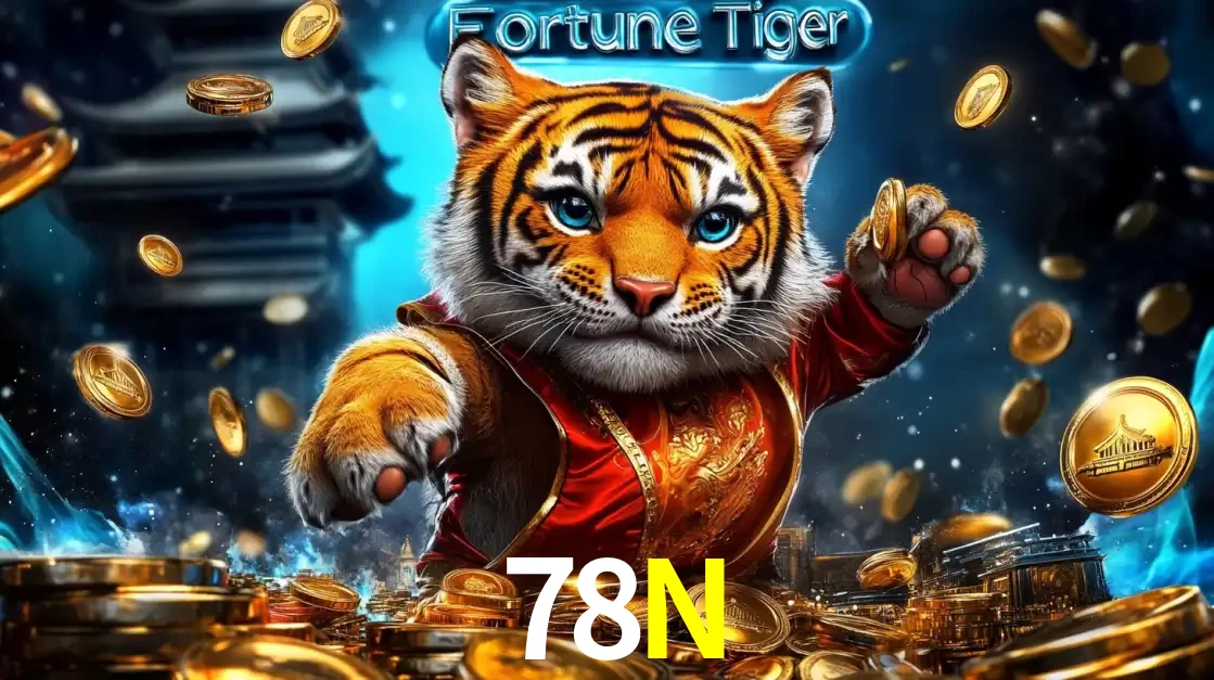 Imagem promocional do jogo de slot Fortune Tiger, com um tigre majestoso em traje tradicional cercado por uma fortuna em moedas de ouro, disponível agora no cassino 78N.